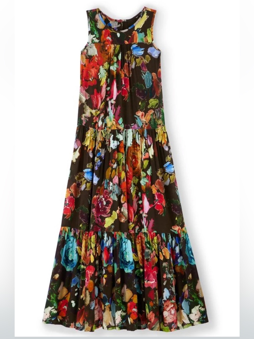 New Soft Surroundings Rosalie Maxi Dress Floral Watercolor Gauze SP Resort Boho - Picture 3 of 16